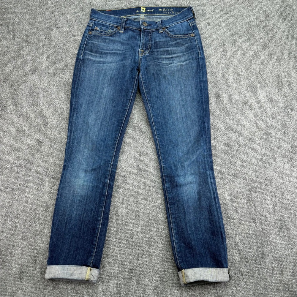 7 For All Mankind‎ Jeans Womens 24 (Fits 27x24) The Skinny Crop Roll USA Made